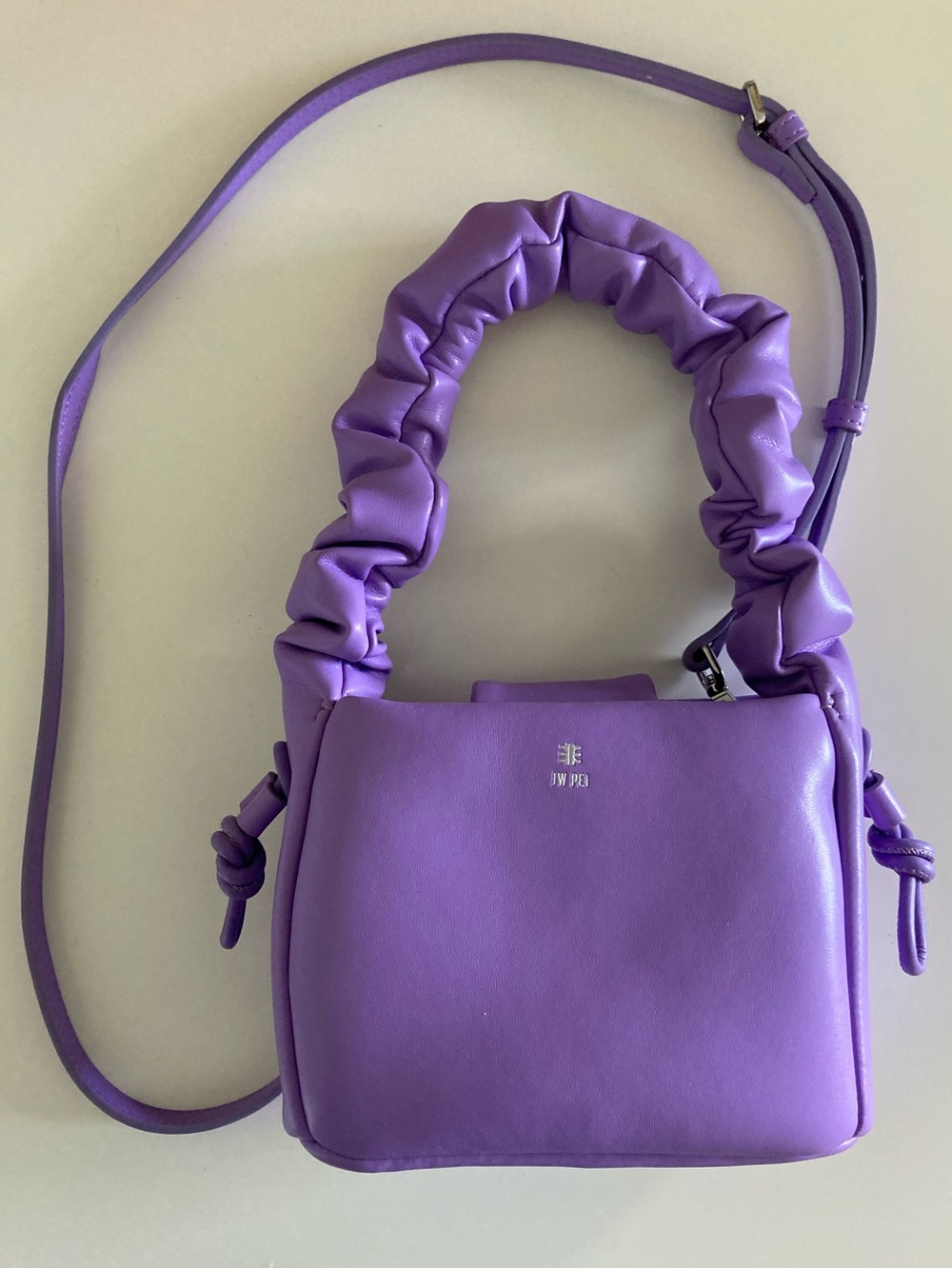 JW Pei Purple Ruched-Handle Convertible Crossbody Bag